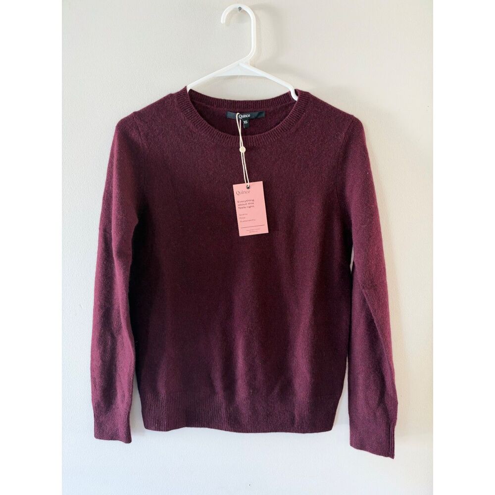 NEW Quince Mongolian Cashmere Crewneck Sweater Burgundy Women's Size XS